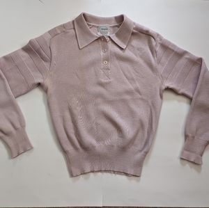 Bogner Sweater Womens Sz Small Dusty Rose Polo 1/4 Buttons 100% Virgin Wool